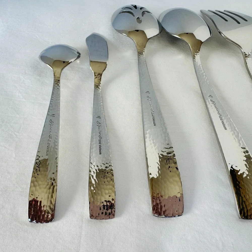 Hampton Forge Stainless Steel Flatware 5-Piece Hostess Set VENTO Hammered NEW